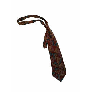 John Henry Silk Tie Brown Triangle Multicolor